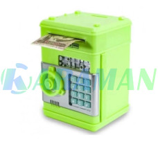 Копилка сейф, детский банкомат с кодовым замком NUMBER BANK Зелёный MA229green (1ящ.=24шт.)