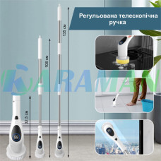 Щітка акумуляторна з подовженою ручкою, 4 насадками, 5 губками MA696 (1ящ.=24шт.)