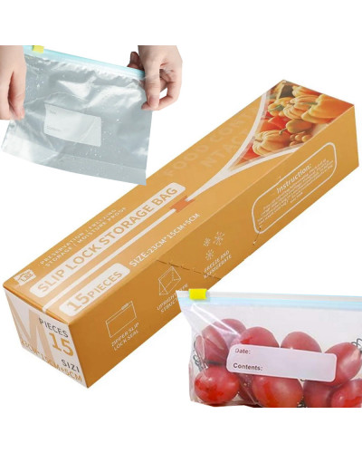 Герметичні ZIP-пакети для зберігання продуктів (15 шт.) 15×23 см, MA629 (1ящ.= 300 уп.)