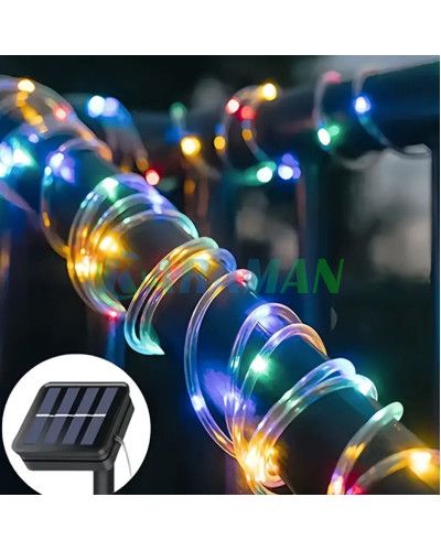 Світлодіодна гірлянда "Трубка" 20м 200 LED сонячна батарея різнокольорова. LU994multi (1 ящ. = 48шт.)