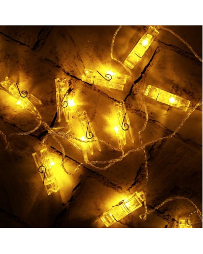 Гірлянда "Прищіпки" 4,5 м 20 LED USB тепле біле світло. LU999 (1 ящ. = 100 шт.)