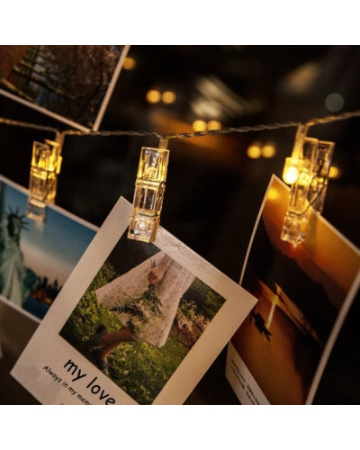 Гірлянда "Прищіпки" 4,5 м 20 LED USB тепле біле світло. LU999 (1 ящ. = 100 шт.)