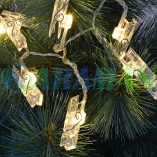 Гірлянда "Прищіпки" 4,5 м 20 LED USB тепле біле світло. LU999 (1 ящ. = 100 шт.)