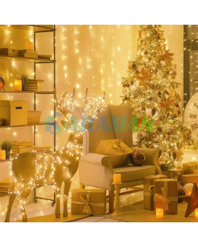 Світлодіодна гірлянда 220V 400 LED тепле біле світло. LU991warmwhite (1 ящ. = 60 шт.)