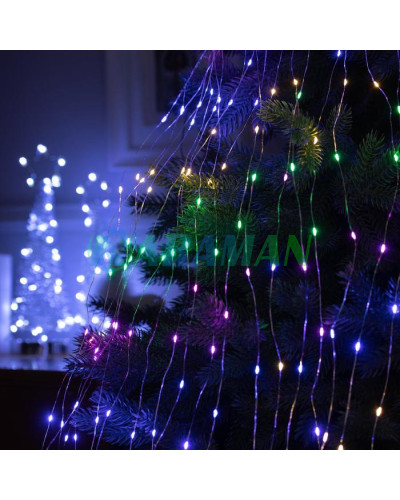 Гирлянда "Конский хвост" 500 LED 20 нитей 2.5м Разноцветная, 220v MA404multi (1ящ.=200шт.)