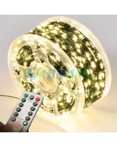 Гірлянда "Роса" 40 м 400 LED, тепле біле світло, USB з пультом управління. LU988warmwhite (1 ящ. = 150 шт.)