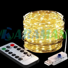 Гірлянда "Роса" 60 м 600 LED тепле біле світло з USB і пультом ДУ. LU989warmwhite (1 ящ. = 150 шт.)