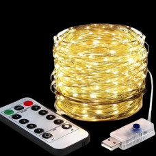 Гірлянда "Роса" 60 м 600 LED тепле біле світло з USB і пультом ДУ. LU989ww (1 ящ. = 150 шт.)