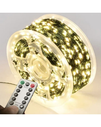 Гірлянда "Роса" 60 м 600 LED тепле біле світло з USB і пультом ДУ. LU989ww (1 ящ. = 150 шт.)