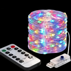 Гірлянда "Роса" 60 м 600 LED різнокольорова (MULTI) з USB і пультом ДУ. LU989multi (1 ящ. = 150 шт.)