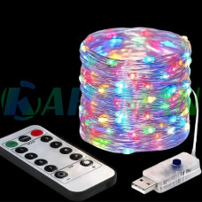 Гірлянда "Роса" 60 м 600 LED різнокольорова (MULTI) з USB і пультом ДУ. LU989multi (1 ящ. = 150 шт.)