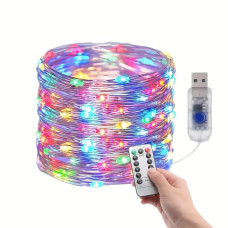 Гірлянда "Роса" 60 м 600 LED різнокольорова (MULTI) з USB і пультом ДУ. LU989multi (1 ящ. = 150 шт.)