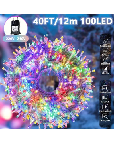 Гірлянда 100 LED різнокольорова на білому дроті 220V. LU990multi (1 ящ. = 100 шт.)