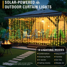 Гирлянда "Штора" 3*2M 180LED Теплый белый ,солнечная батарея и пульт. LU997 (1ящ.= 100 шт)