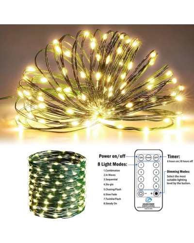 Світлодіодна гірлянда "Роса" 100м 1000 LED с ПУ тепле біле світло. LU1002ww (1 ящик = 100 шт)