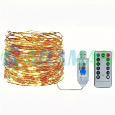 Гірлянда 5м 50 LED тепле біле світло USB з пультом 8 режимів. MA739warmwhite (1 ящик = 200 шт)