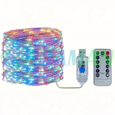 Гирлянда 5м 50 LED разноцветная USB с пультом 8 режимов. MA739multi (1ящ.= 200 шт)