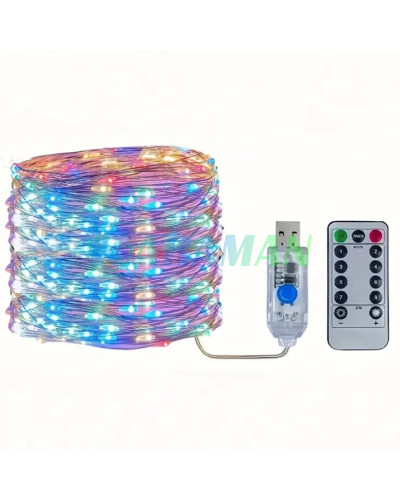 Гирлянда 5м 50 LED разноцветная USB с пультом 8 режимов. MA739multi (1ящ.= 200 шт)