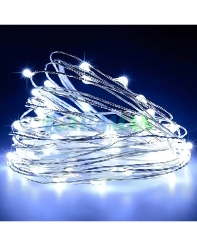 Гірлянда "Роса" 5м 50 LED біла USB з пультом 8 режимів. MA739white (1 ящик = 200 шт)