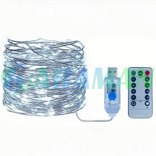 Гірлянда "Роса" 5м 50 LED біла USB з пультом 8 режимів. MA739white (1 ящик = 200 шт)
