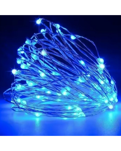 Гирлянда "Роса" 5м 50 LED USB с пультом 8 режимов, синяя. MA739blue (1ящ.= 200 шт)