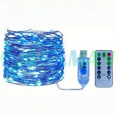Гирлянда "Роса" 5м 50 LED USB с пультом 8 режимов, синяя. MA739blue (1ящ.= 200 шт)