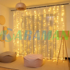Гірлянда штора "Завіса" 3*3 м з 300 LED-лампами USB з пультом, тепле біле світло. MA742warmwhite (1 ящик = 100 шт)
