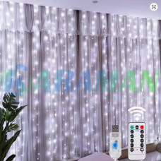 Гірлянда штора "Завіса" 3*3 м з 300 LED-лампами USB, біле світло з пультом. MA742white (1 ящик = 100 шт)