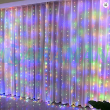 Гірлянда штора "Завіса" 3*3 м з 300 LED-лампами USB з пультом, мультік(різнокольорова). MA742multi (1 ящик = 100 шт)