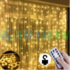 Гірлянда штора "Завіса" 3*6 м 600 LED USB з пультом, теплий білий. MA743warmwhite (1 ящик = 100 шт)