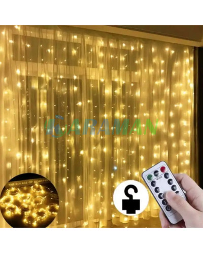Гірлянда штора "Завіса" 3*6 м 600 LED USB з пультом, теплий білий. MA743warmwhite (1 ящик = 100 шт)