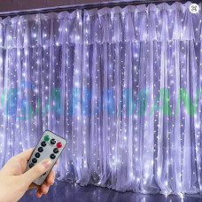 Гірлянда штора "Завіса" 3*6 м 600 LED USB з пультом, біла. MA743white (1 ящик = 100 шт)