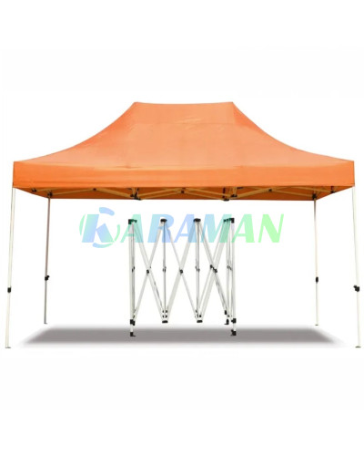 Розсувний намет 3*4.5 посилений Помаранчевий (Білий каркас). sh345orangusil
