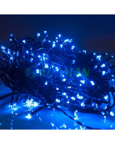 Гірлянда-нитка 380 LED, синє світло, зелений провід. G512 (1 ящ. - 24 шт.)