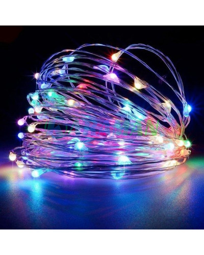 Xmas гірлянда 50 LED 5 м «Крапля роси» (мультиколор) на батарейках 1 режим . ZAR99multi (1ящ. = 200 шт.)