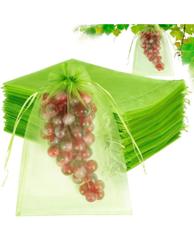 Мішечки сітка з органзи для захисту винограду 100 штук 30х20 см, Зелений KAR124 (1ящ. = 60 eg.)