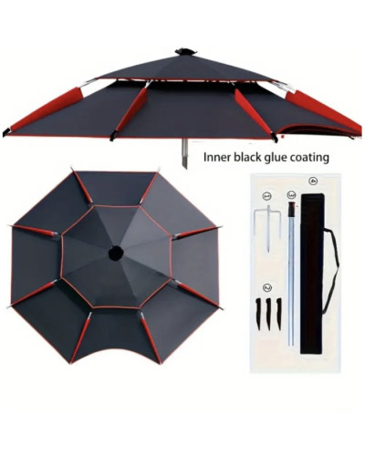 Парасоля рибальська 2 м з клапаном, чохлом та гачками чорна JTG2025-1black (1ящ.= 10 шт)