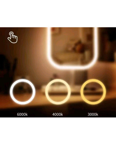 Настольное зеркало для макияжа с LED-подсветкой, сенсорное, аккумуляторное, 3 режима освещения, белое KAR192 (1 ящ. = 60 шт.)