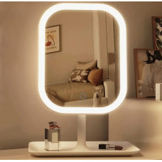 Настольное зеркало для макияжа с LED-подсветкой, сенсорное, аккумуляторное, 3 режима освещения, белое KAR192 (1 ящ. = 60 шт.)