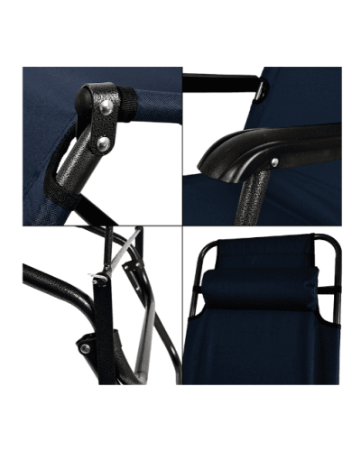 Крісло-шезлонг для пікніка розкладне 178 х 60 х 30 см сине KAR198darkblue (1 ящ. = 1 шт.)