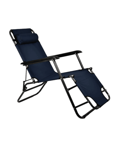 Крісло-шезлонг для пікніка розкладне 178 х 60 х 30 см сине KAR198darkblue (1 ящ. = 1 шт.)