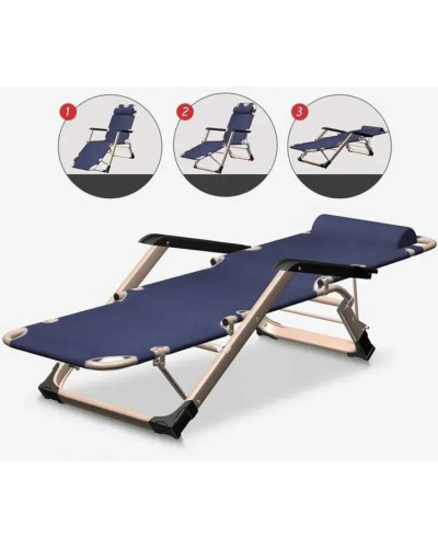 Кресло-шезлонг для пикника раскладное 153 х 60 х 30 см синее KAR199darkblue (1 ящ. = 1 шт.)