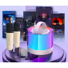 Колонка портативная с Bluetooth и 2 караоке микрофонами RGB подсветка Бежевый KAR201 (1 ящ. = 40 шт.)