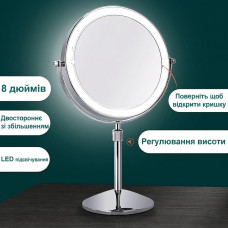 Зеркало косметическое с подсветкой 20 см с 3-кратным увеличением KAR204 (1 ящ. = 10 шт.)