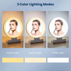 Дзеркало для макіяжу з LED підсвіткою збільшення 10x сенсорне косметичне біле KAR205 (1 ящ. = 32 шт.)